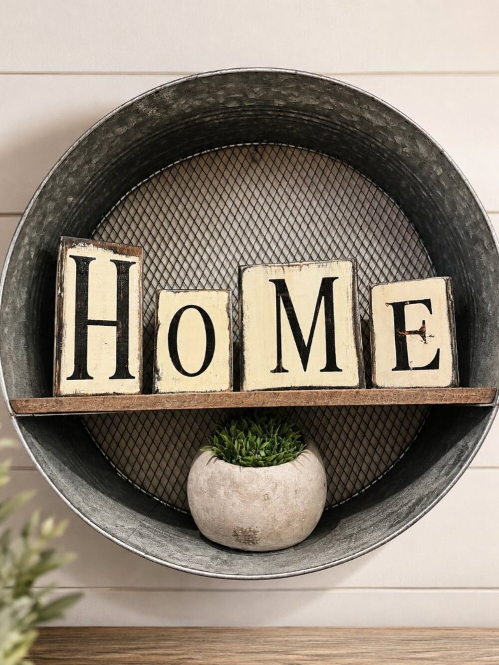 Charming handmade rustic HOME wood block décor set